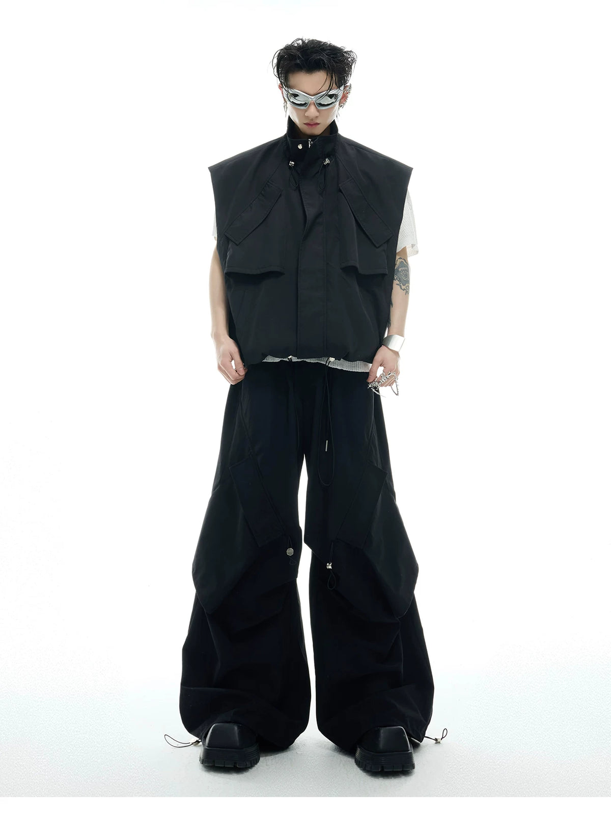 Irregular Drawstring Vest and Bottoms Set - description image 3