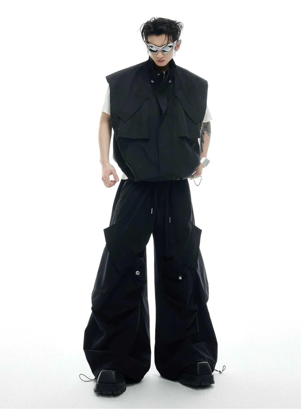 Irregular Drawstring Vest and Bottoms Set - description image 5