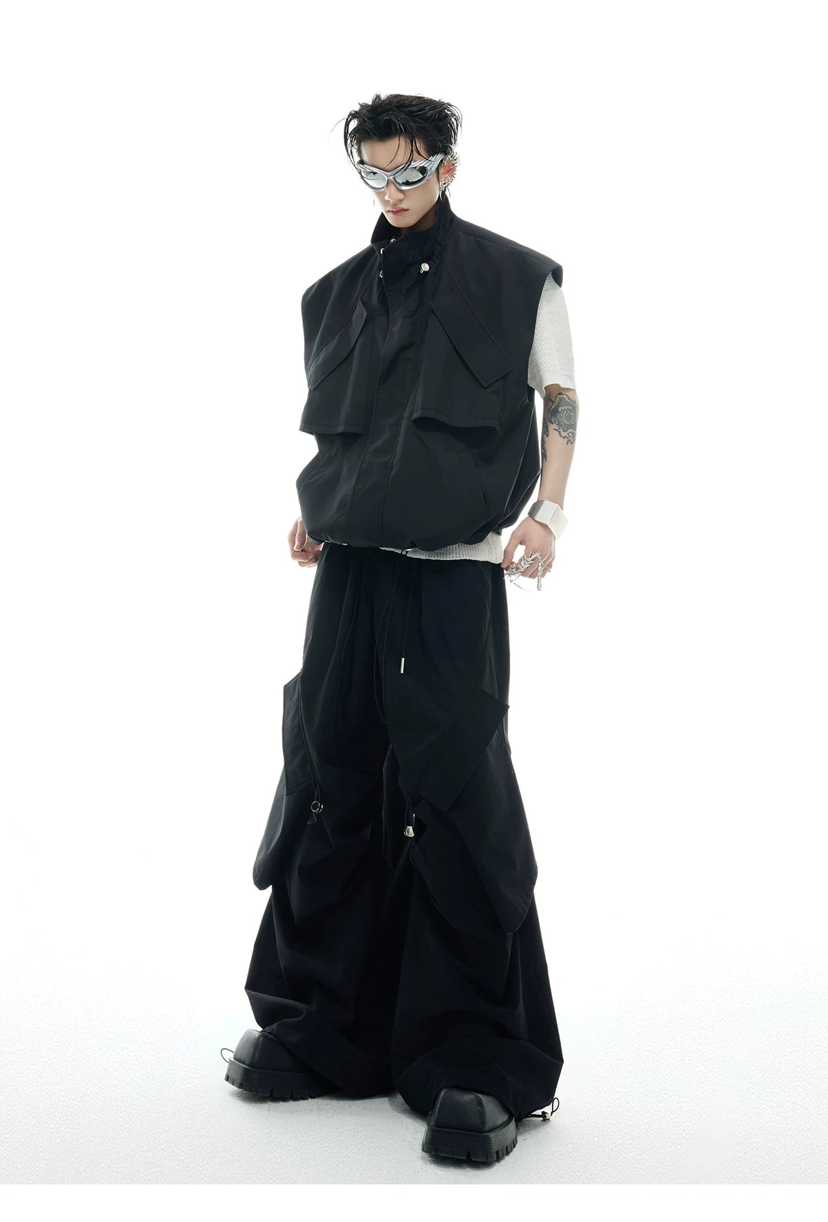 Irregular Drawstring Vest and Bottoms Set - description image 6
