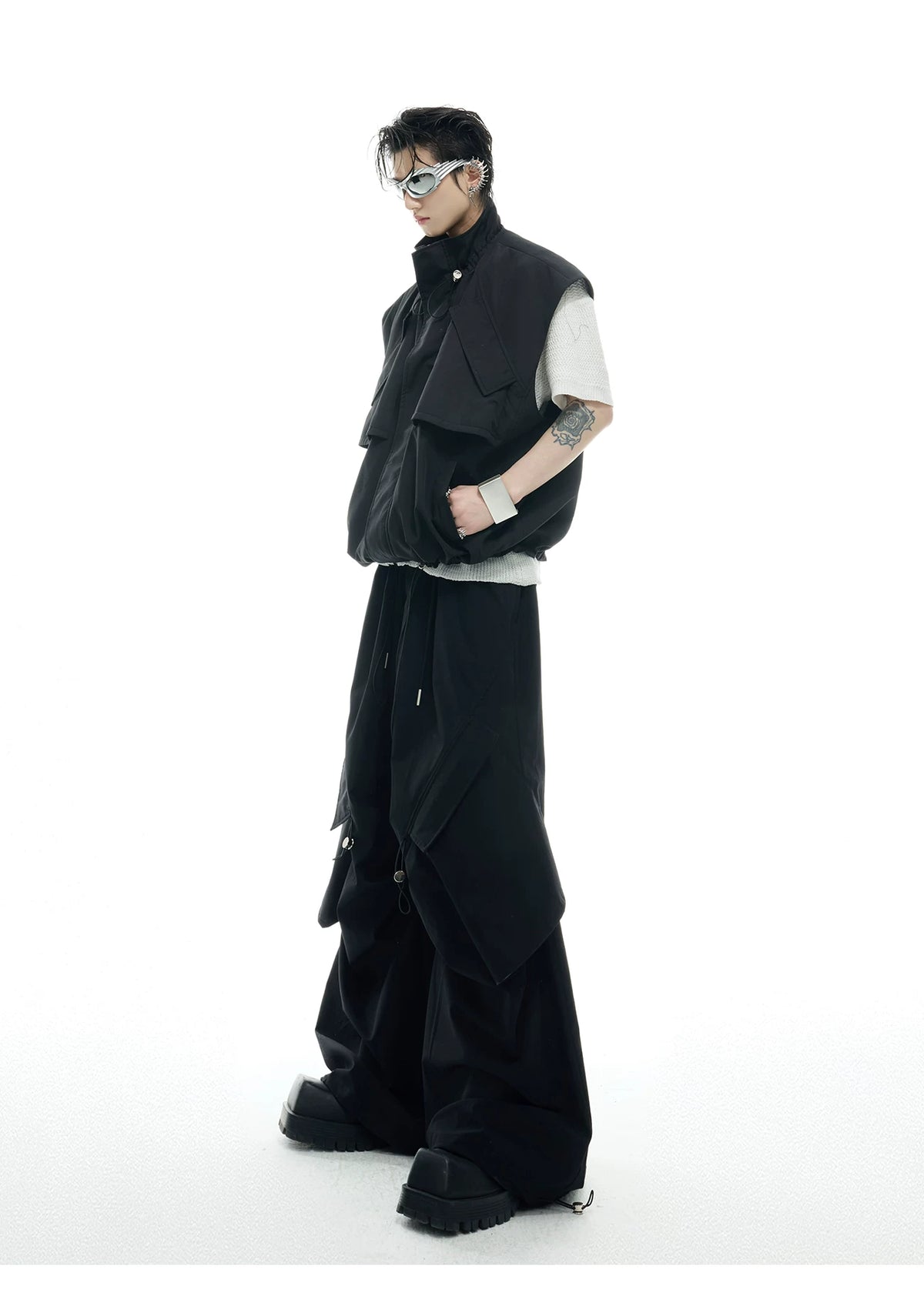 Irregular Drawstring Vest and Bottoms Set - description image 7