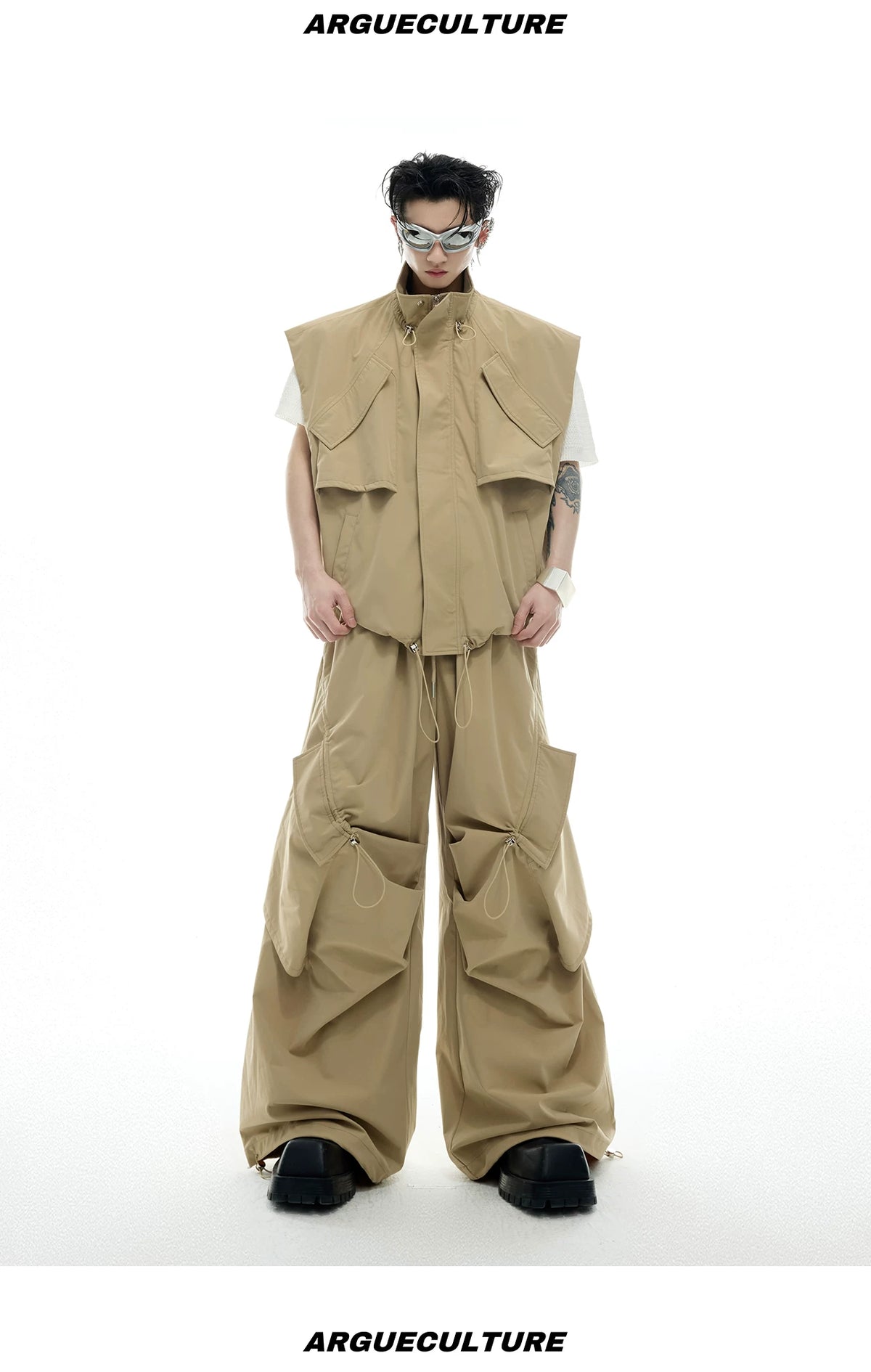 Irregular Drawstring Vest and Bottoms Set - description image 10