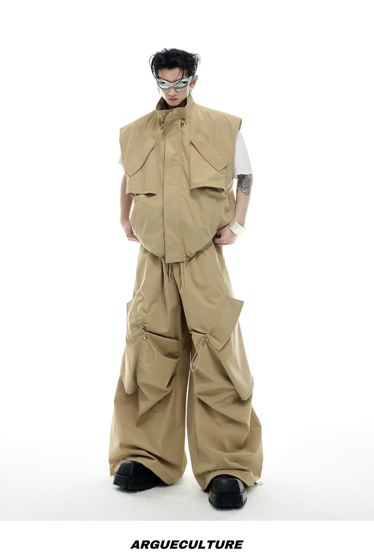 Irregular Drawstring Vest and Bottoms Set - description image 11