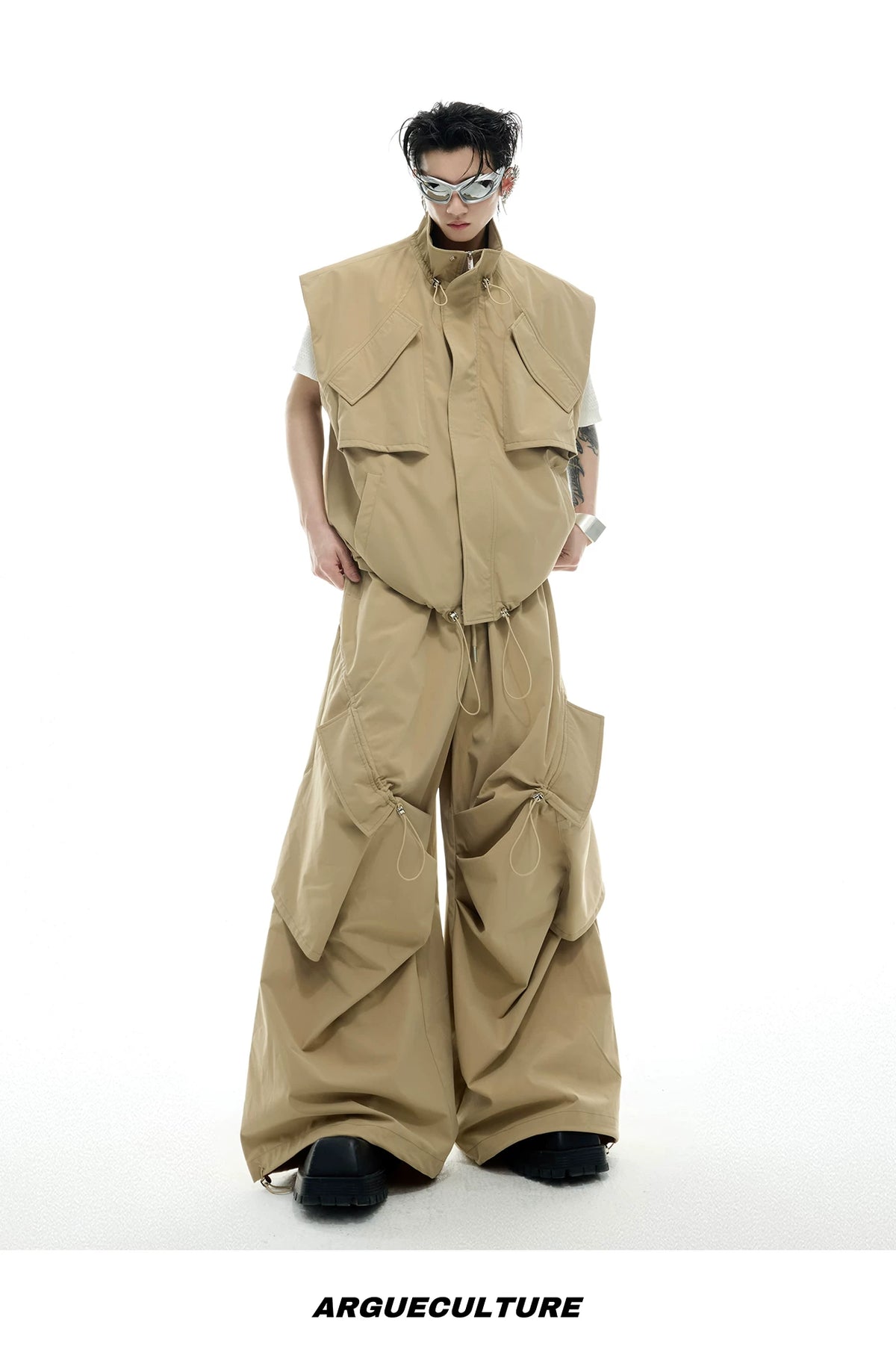 Irregular Drawstring Vest and Bottoms Set - description image 12