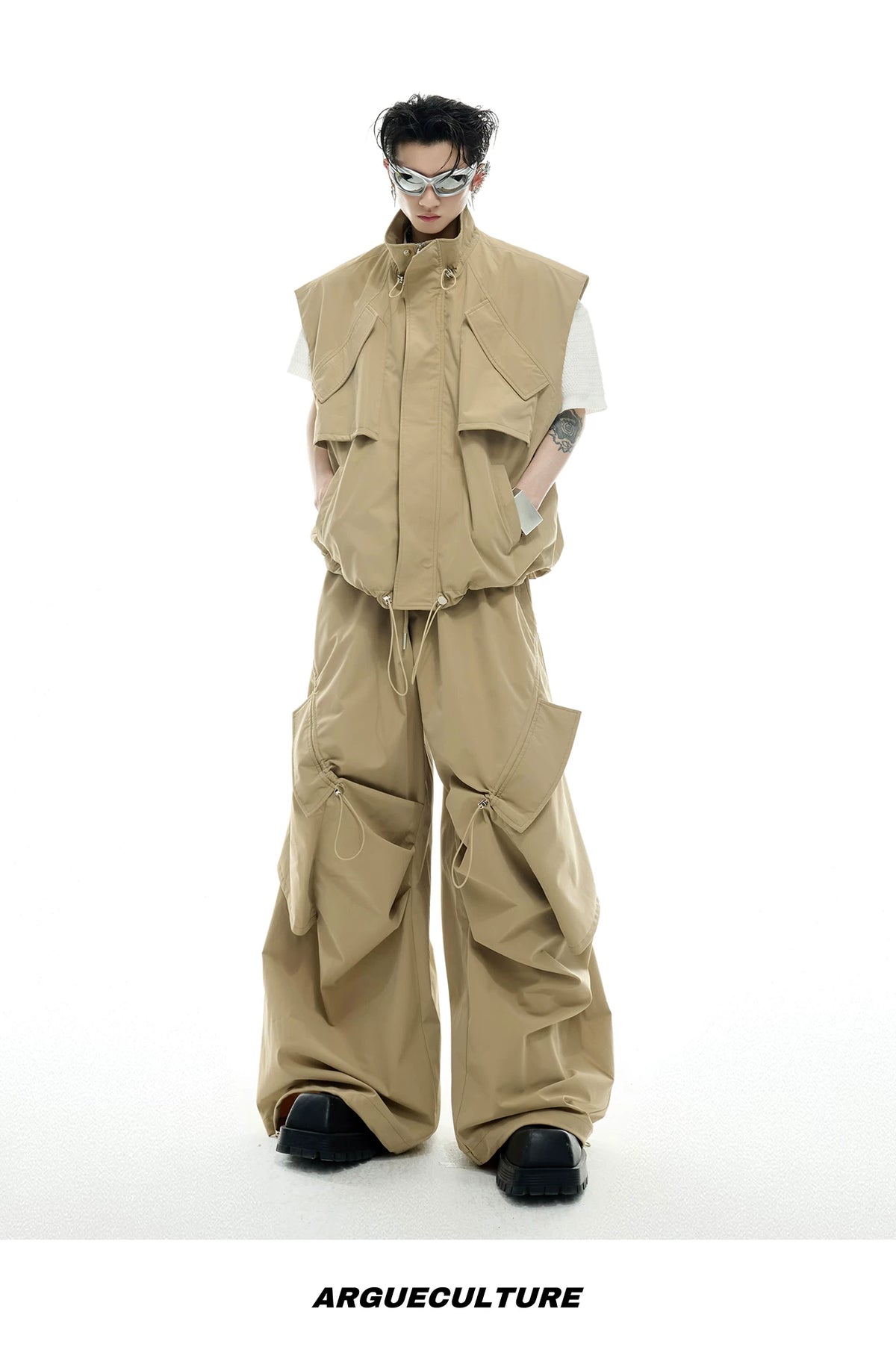 Irregular Drawstring Vest and Bottoms Set - description image 13