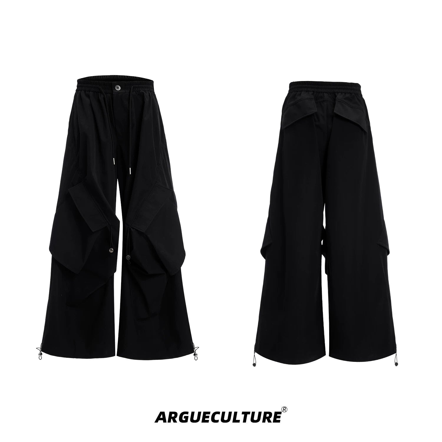 Irregular Drawstring Vest and Bottoms Set - Black Pants