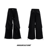 Irregular Drawstring Vest and Bottoms Set - Black Pants