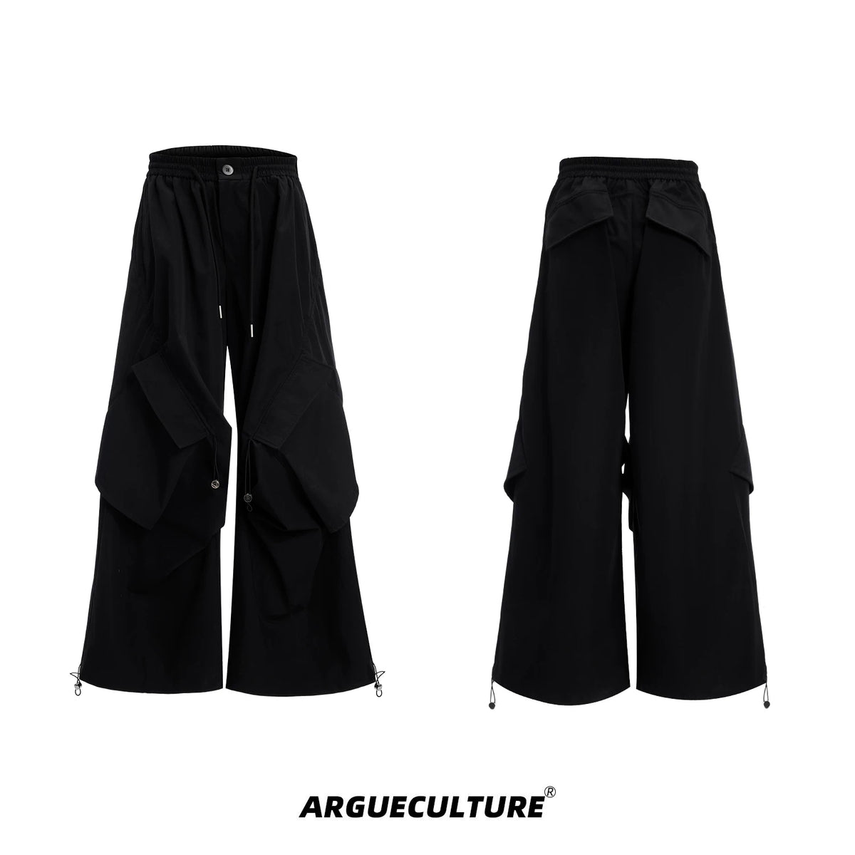 Irregular Drawstring Vest and Bottoms Set - Black Pants