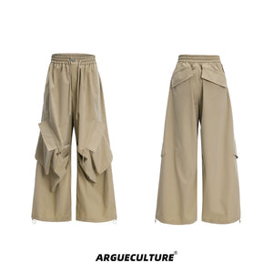 Irregular Drawstring Vest and Bottoms Set - Khaki Pants
