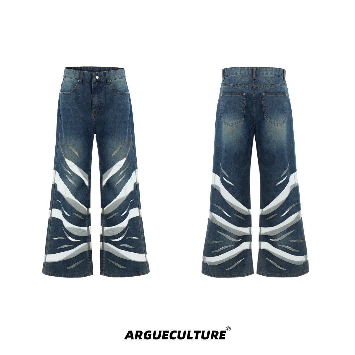 Short-Sleeve Mesh-Panel Denim Jacket in Blue - Blue Pants