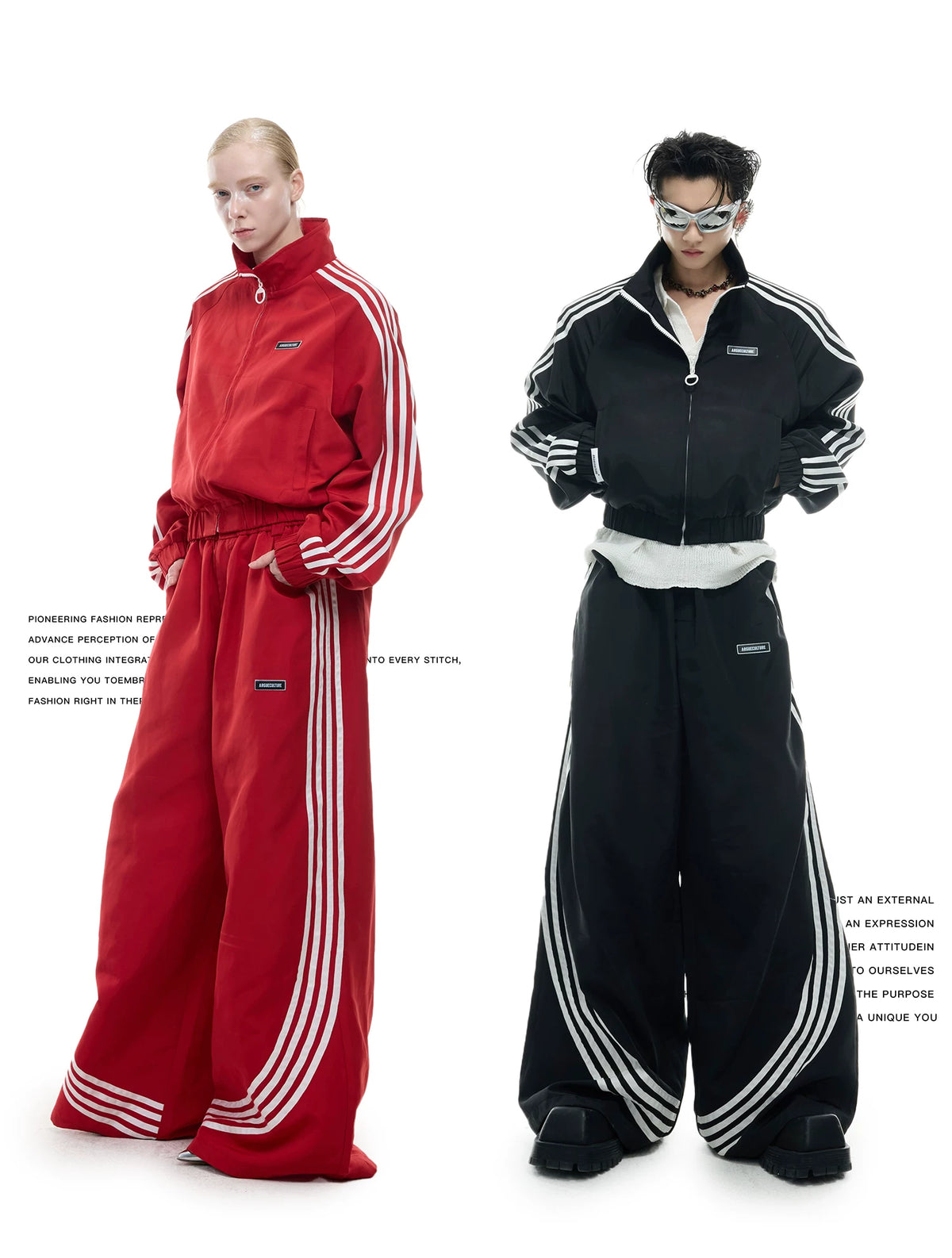 Retro Stand-Collar Trackwear Jacket and Pants - description image 2