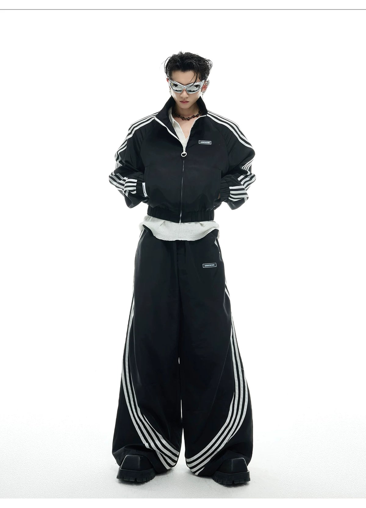 Retro Stand-Collar Trackwear Jacket and Pants - description image 3