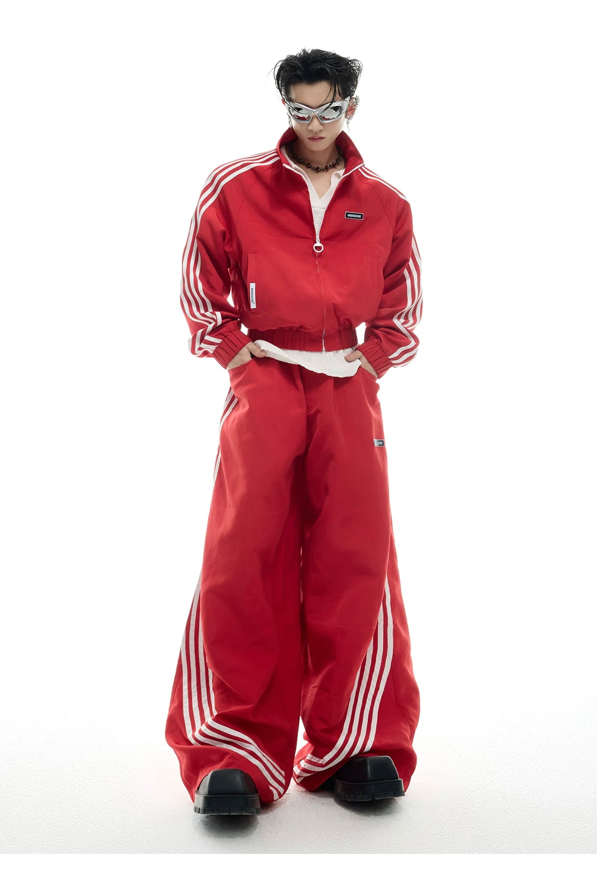 Retro Stand-Collar Trackwear Jacket and Pants - description image 6
