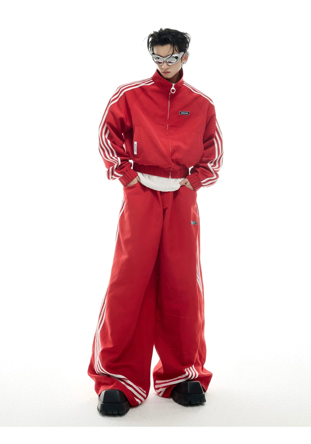 Retro Stand-Collar Trackwear Jacket and Pants - description image 7