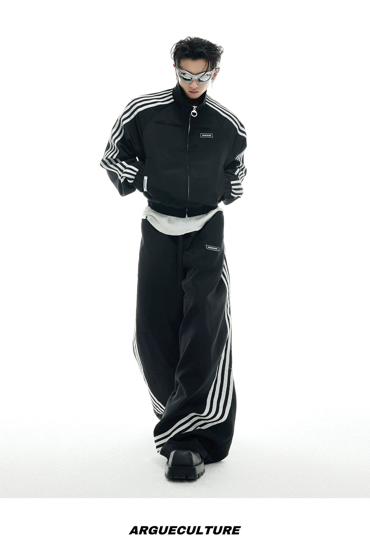 Retro Stand-Collar Trackwear Jacket and Pants - description image 9