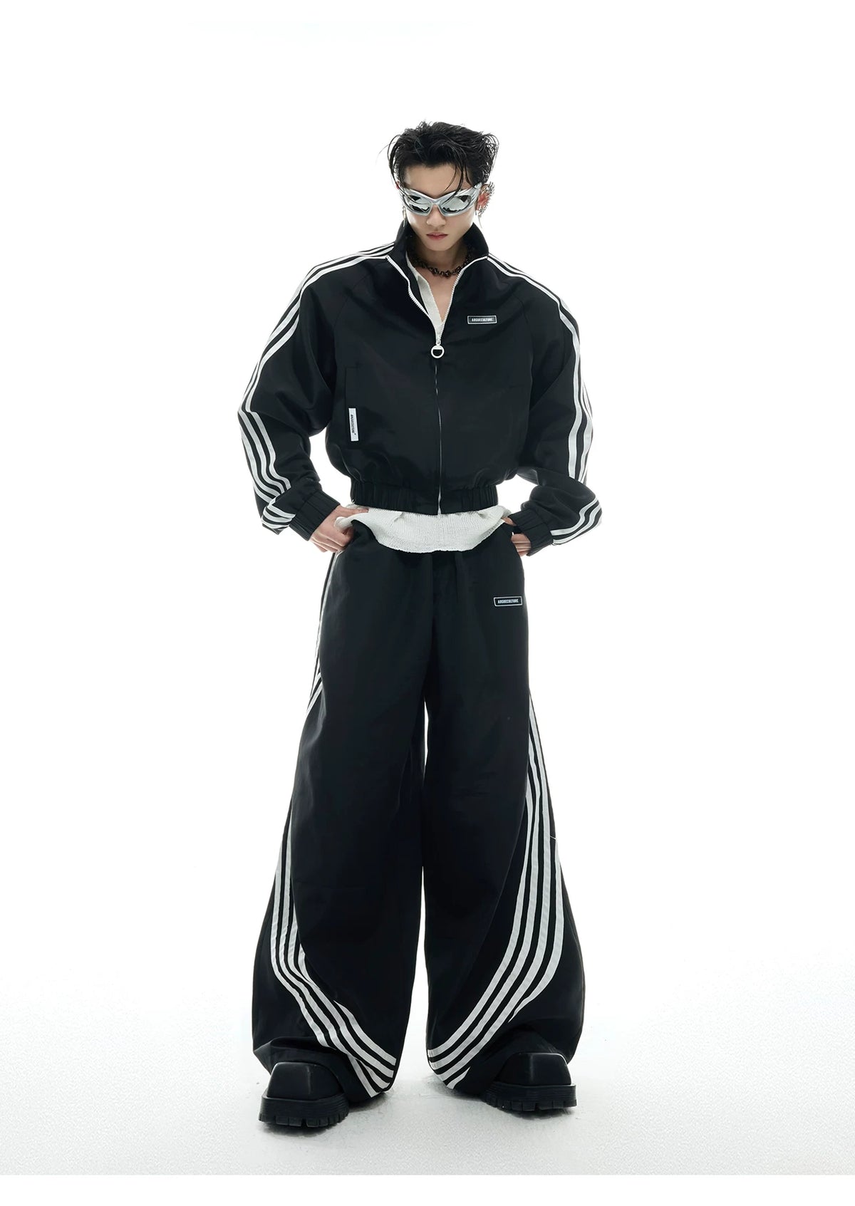 Retro Stand-Collar Trackwear Jacket and Pants - description image 10