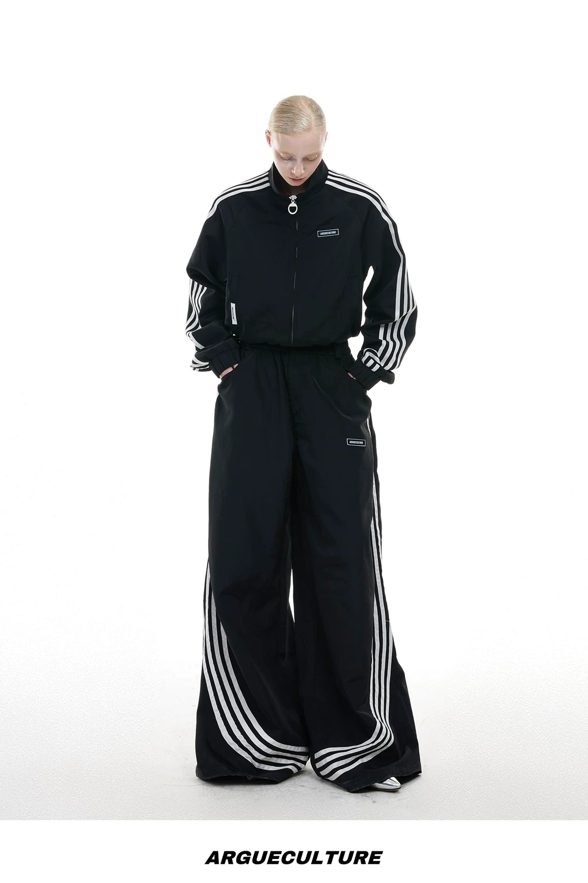 Retro Stand-Collar Trackwear Jacket and Pants - description image 12
