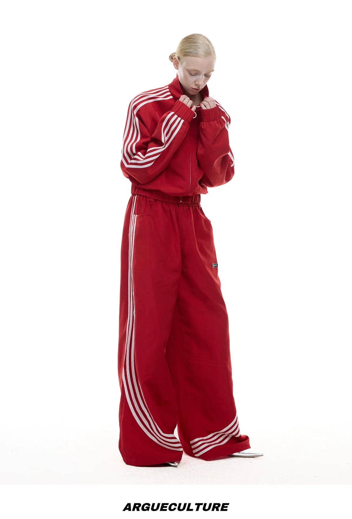 Retro Stand-Collar Trackwear Jacket and Pants - description image 14