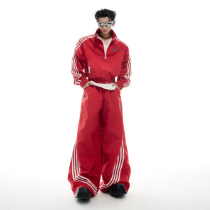 Retro Stand-Collar Trackwear Jacket and Pants - main image 1