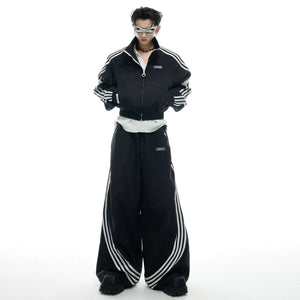 Retro Stand-Collar Trackwear Jacket and Pants - main image 3