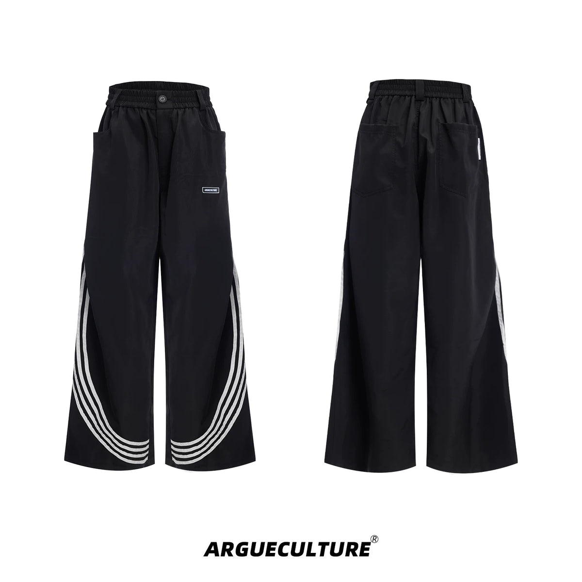 Retro Stand-Collar Trackwear Jacket and Pants - Black Pants
