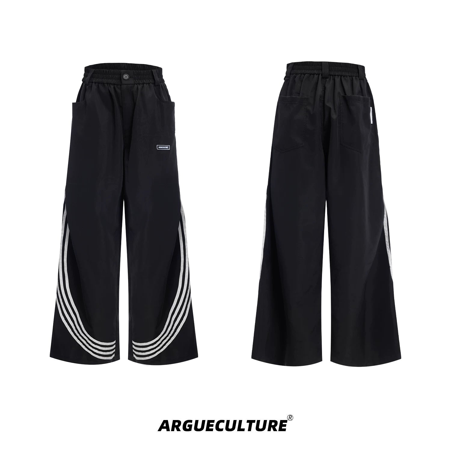 Retro Stand-Collar Trackwear Jacket and Pants - Black Pants