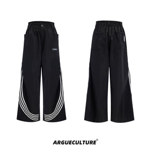 Retro Stand-Collar Trackwear Jacket and Pants - Black Pants
