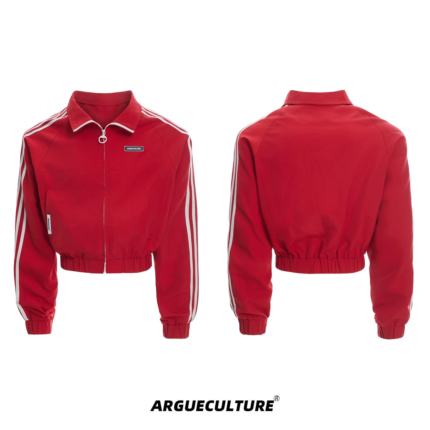 Retro Stand-Collar Trackwear Jacket and Pants - Red Jacket
