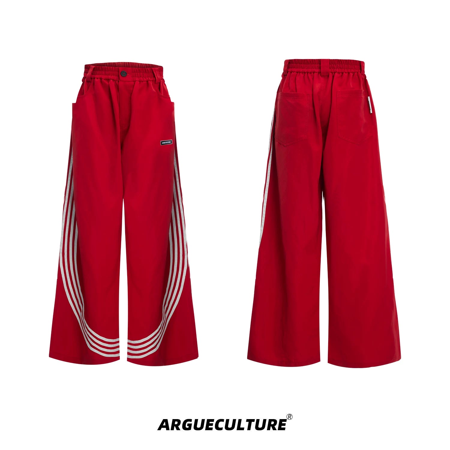 Retro Stand-Collar Trackwear Jacket and Pants - Red Pants