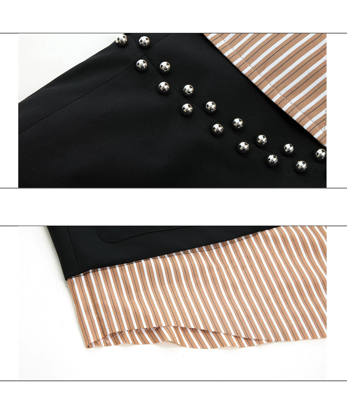 Faux Two-Piece Striped Shirt with Studded Collar Details - description image 18