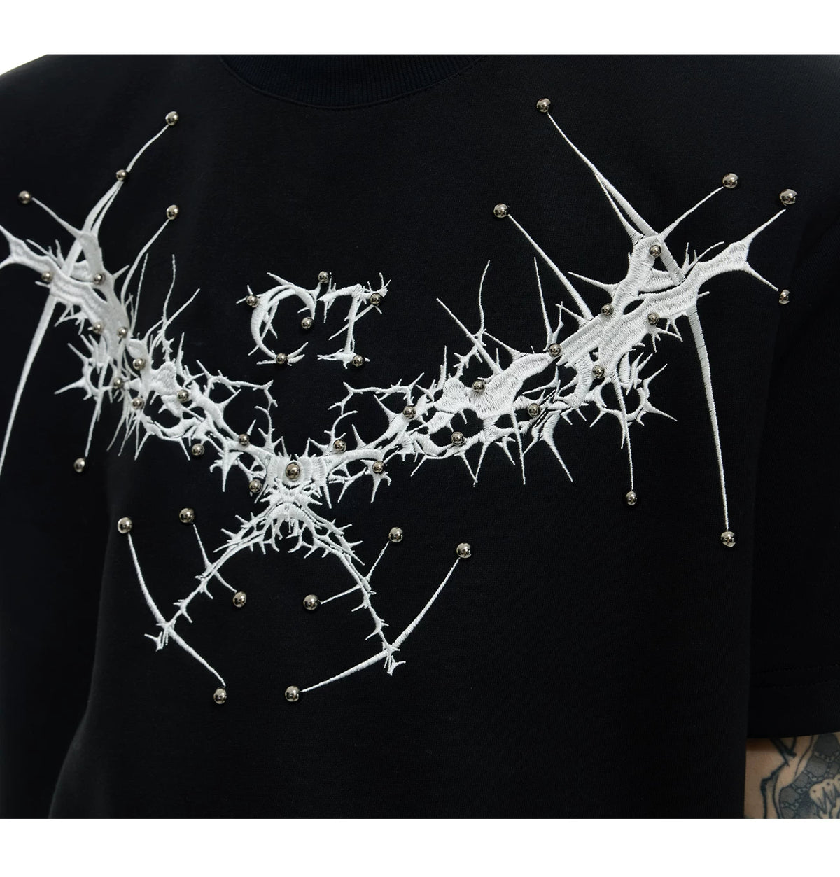Metal Rivet Embroidery Relaxed T-Shirt | Unisex - description image 4