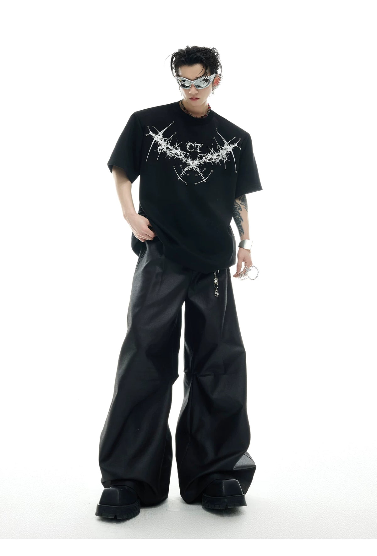 Metal Rivet Embroidery Relaxed T-Shirt | Unisex - description image 6