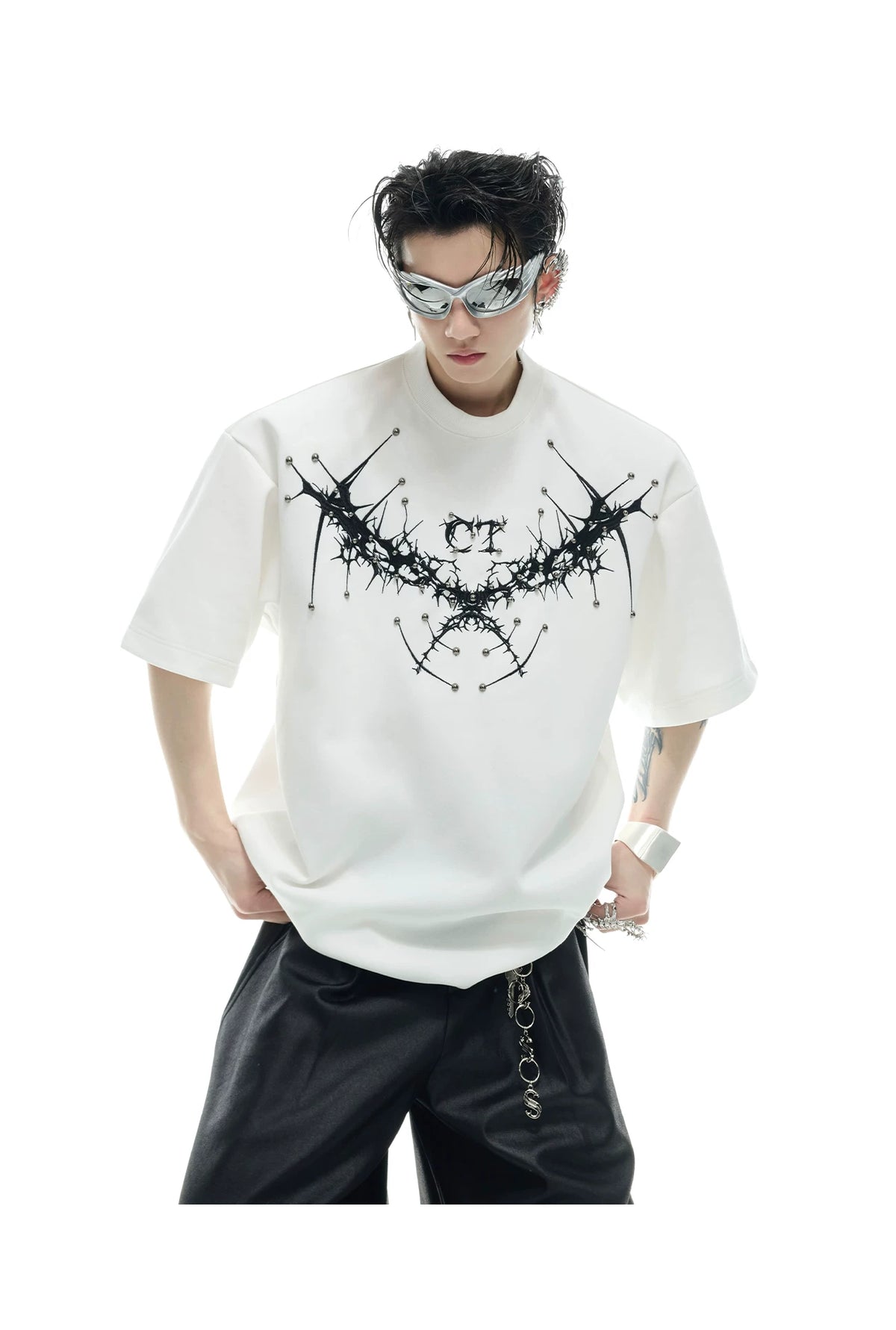 Metal Rivet Embroidery Relaxed T-Shirt | Unisex - description image 8
