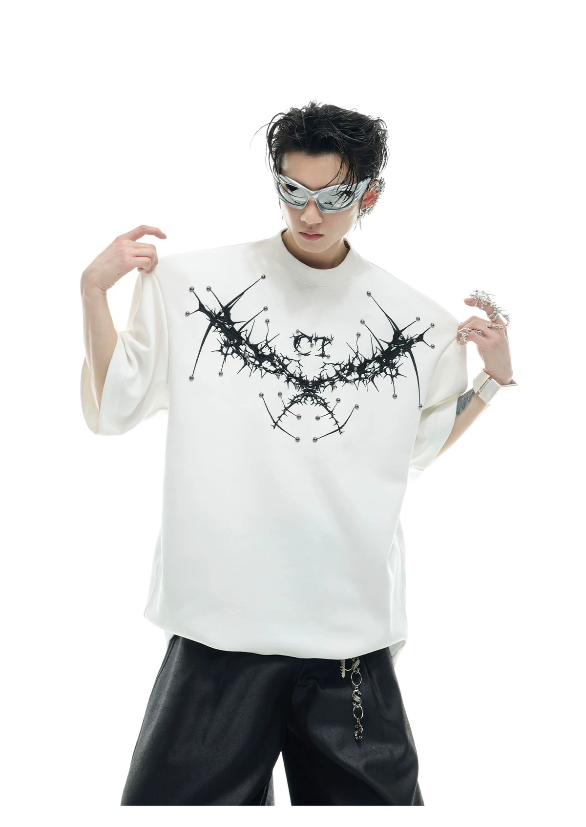 Metal Rivet Embroidery Relaxed T-Shirt | Unisex - description image 9