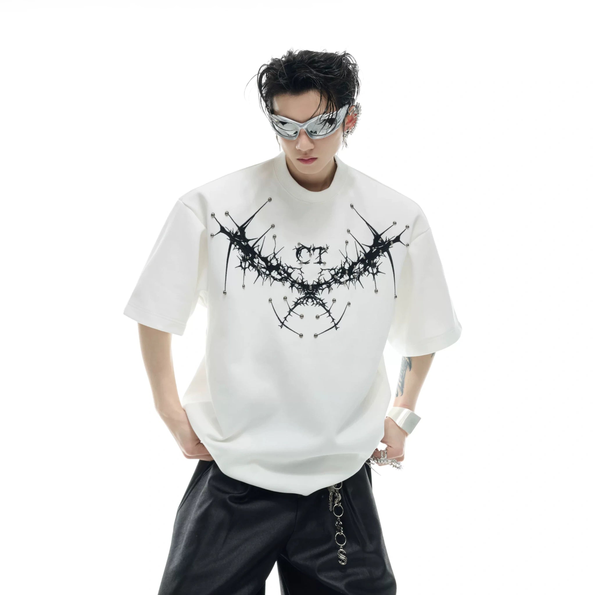 Metal Rivet Embroidery Relaxed T-Shirt | Unisex - main image 1