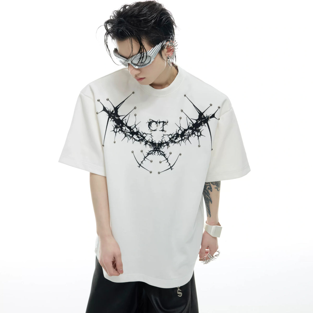 Metal Rivet Embroidery Relaxed T-Shirt | Unisex - main image 3