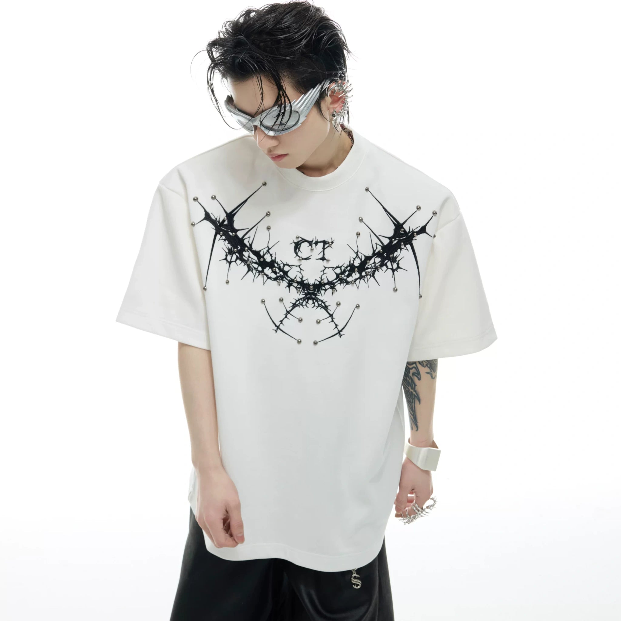 Metal Rivet Embroidery Relaxed T-Shirt | Unisex - main image 3