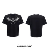 Metal Rivet Embroidery Relaxed T-Shirt | Unisex - Black