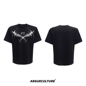 Metal Rivet Embroidery Relaxed T-Shirt | Unisex - Black