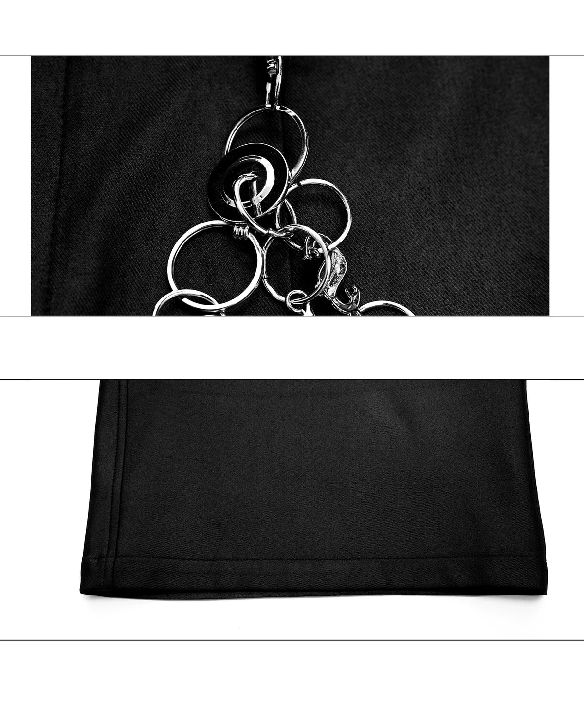 Black Metal-Accent Wide-Leg Trousers for Streetwear - description image 17