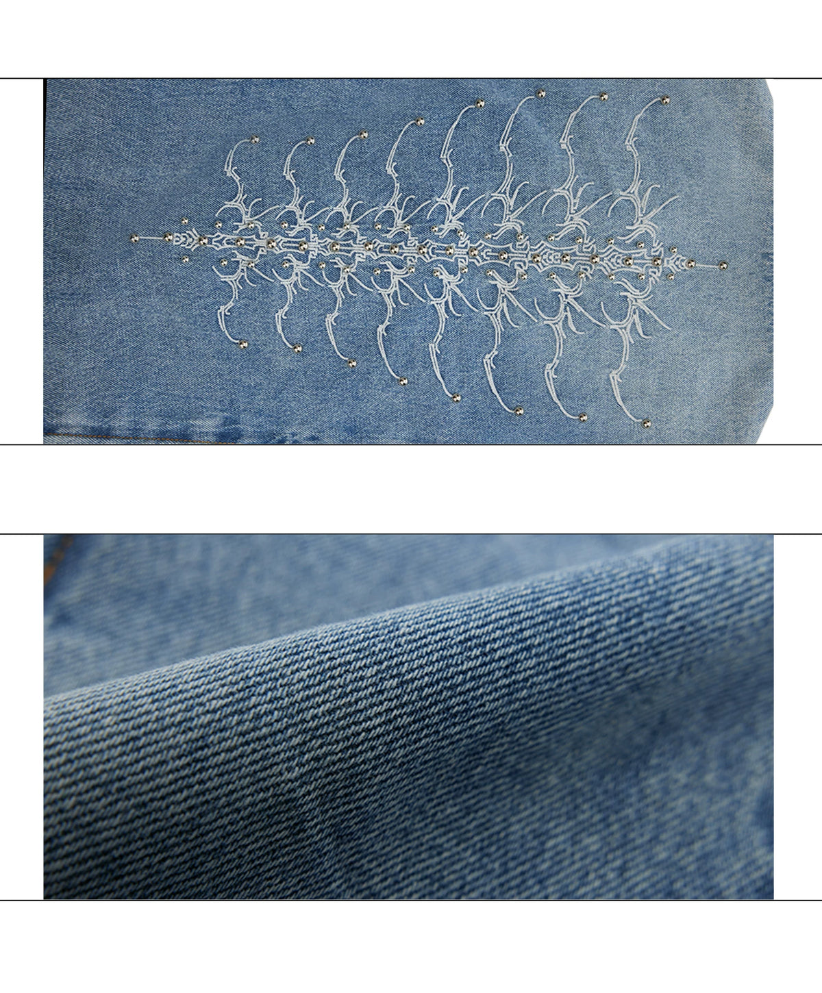 Cropped Washed Rivet Denim Jacket | Argue Culture - description image 16