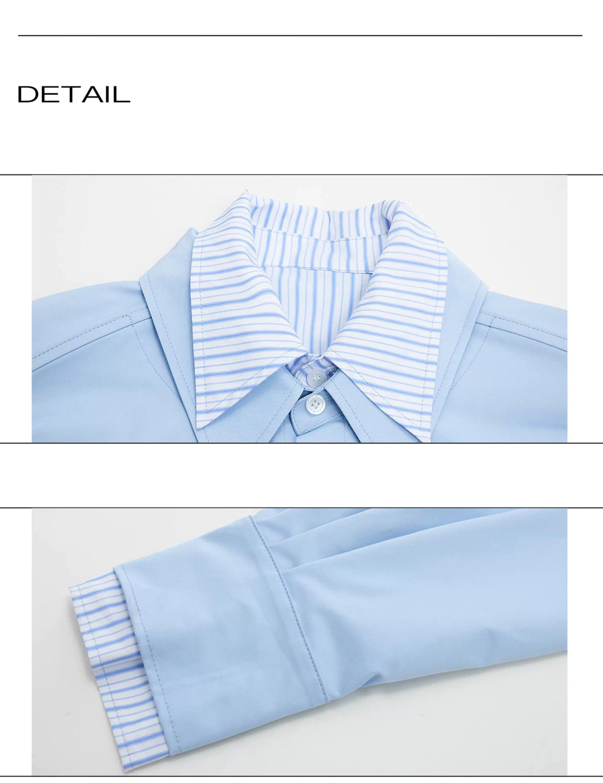 Striped Color-Block Shirt | Loose Unisex Button-Up - description image 13