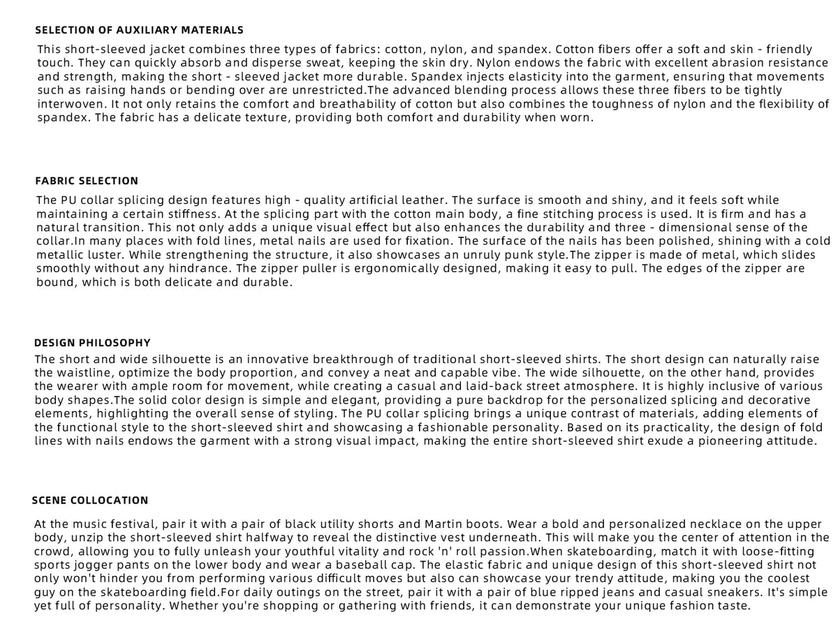 Deconstructed PU-Panel Short-Sleeve Jacket - description image 2