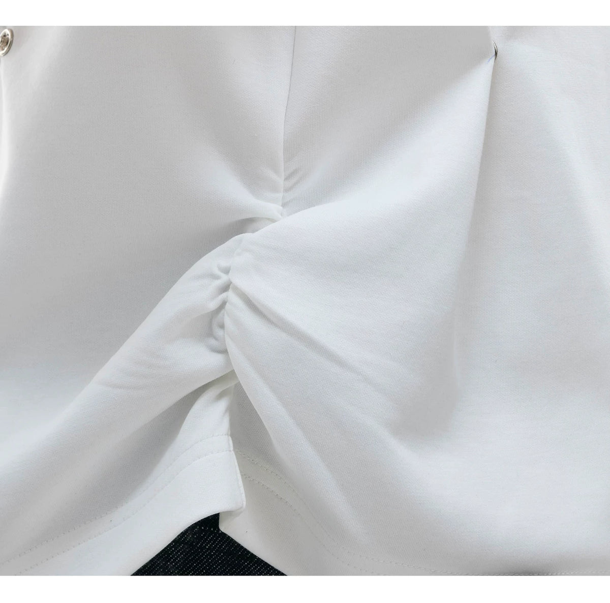 Pleated Boxy Cotton T-Shirt with Metal Details - description image 8