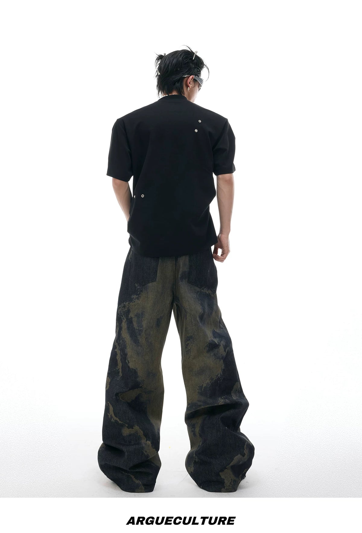 Pleated Boxy Cotton T-Shirt with Metal Details - description image 15