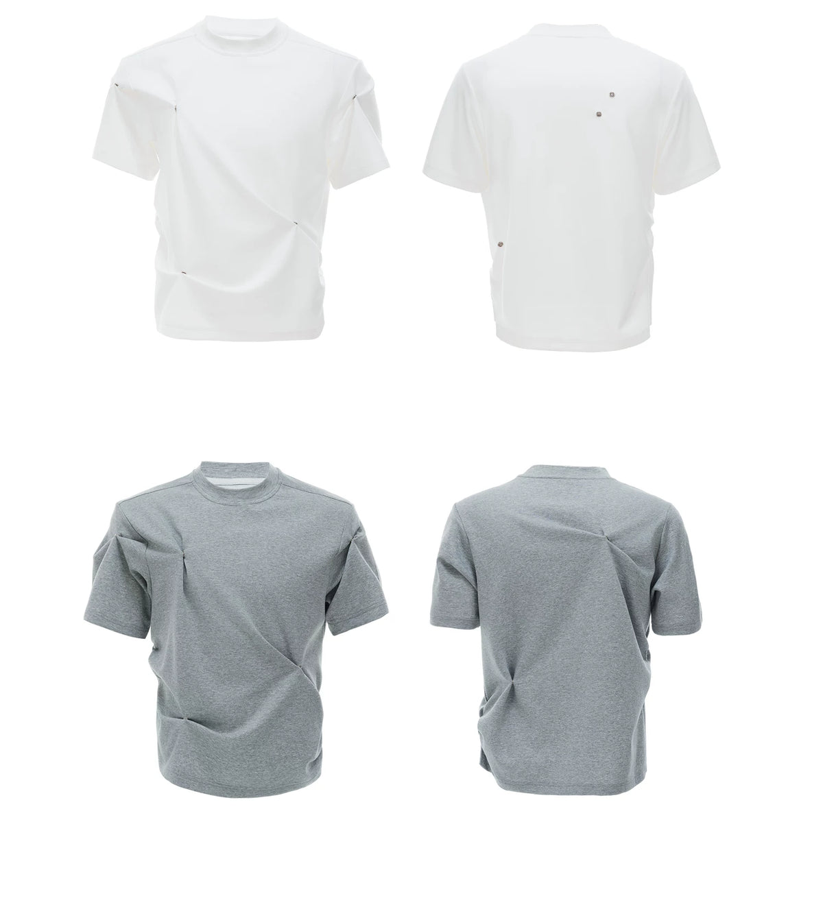 Pleated Boxy Cotton T-Shirt with Metal Details - description image 18