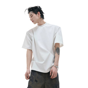 Pleated Boxy Cotton T-Shirt with Metal Details - main image 3