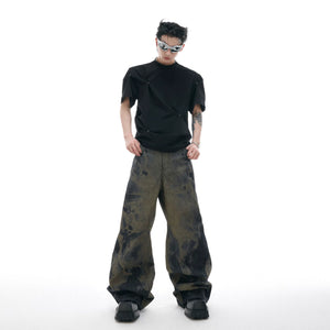 Pleated Boxy Cotton T-Shirt with Metal Details - main image 5