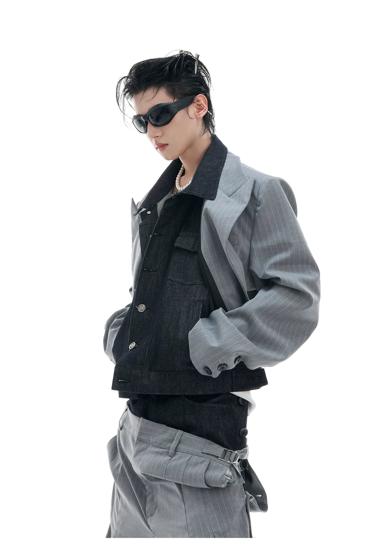 Deconstructed Striped Suit Separates | Grey Streetwear - description image 5
