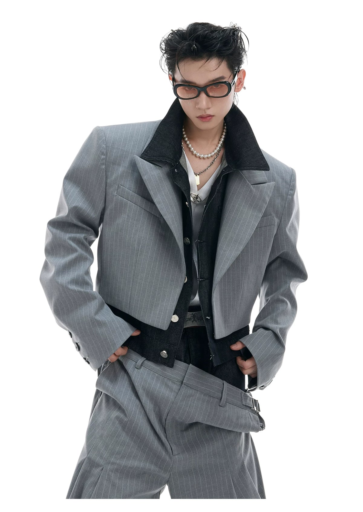 Deconstructed Striped Suit Separates | Grey Streetwear - description image 9