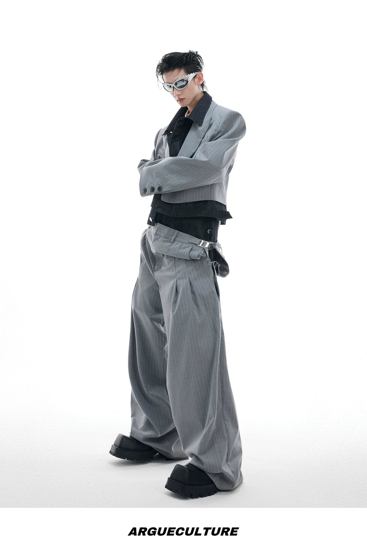 Deconstructed Striped Suit Separates | Grey Streetwear - description image 12